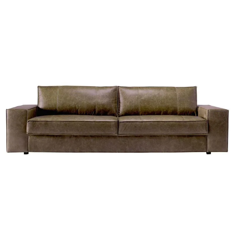 Sofá 2 Lugares Sala de Estar Pés Madeira 185cm com USB Minsque Couro Marrom Claro - Gran Belo