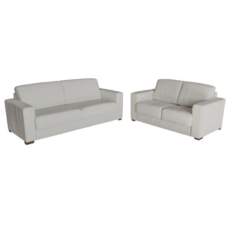 Conjunto de Sofá 2 e 3 Lugares Sala de Estar Estocolmo Couro Off White Gran Belo