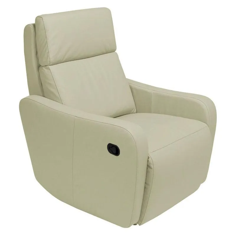 Poltrona Decorativa Reclinável Manual Moroni Couro Off White