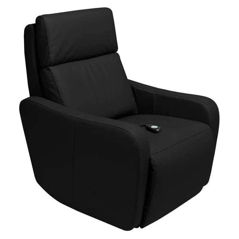 Poltrona Decorativa Reclinável Elétrica Moroni Couro Preto