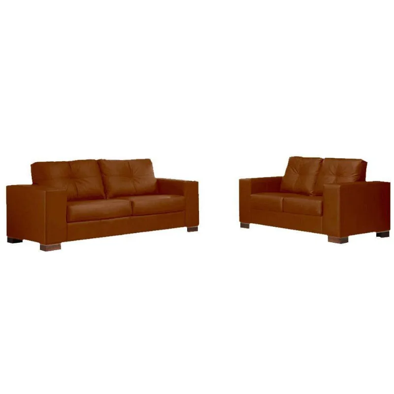 Conjunto Sofá 2 e 3 Lugares Couro Caramelo