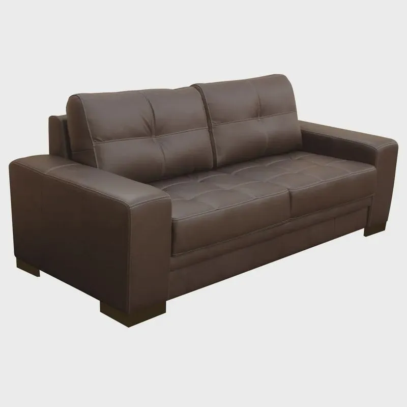 Sofá 3 Lugares Sala de Estar Milano 210cm Couro Marrom G58 - Gran Belo