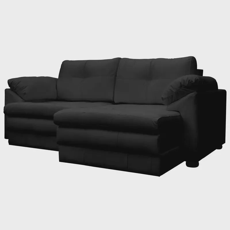Sofá Retrátil 2 Lugares Bipartido Sala de Estar Piece 175cm Couro Preto - Gran Belo