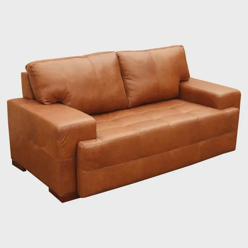 Sofá 2 Lugares Sala de Estar Roma 180 cm Couro Mel G58 - Gran Belo