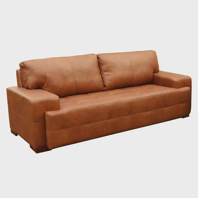 Sofá 3 Lugares Sala de Estar Roma 230 cm Couro Mel G58 - Gran Belo