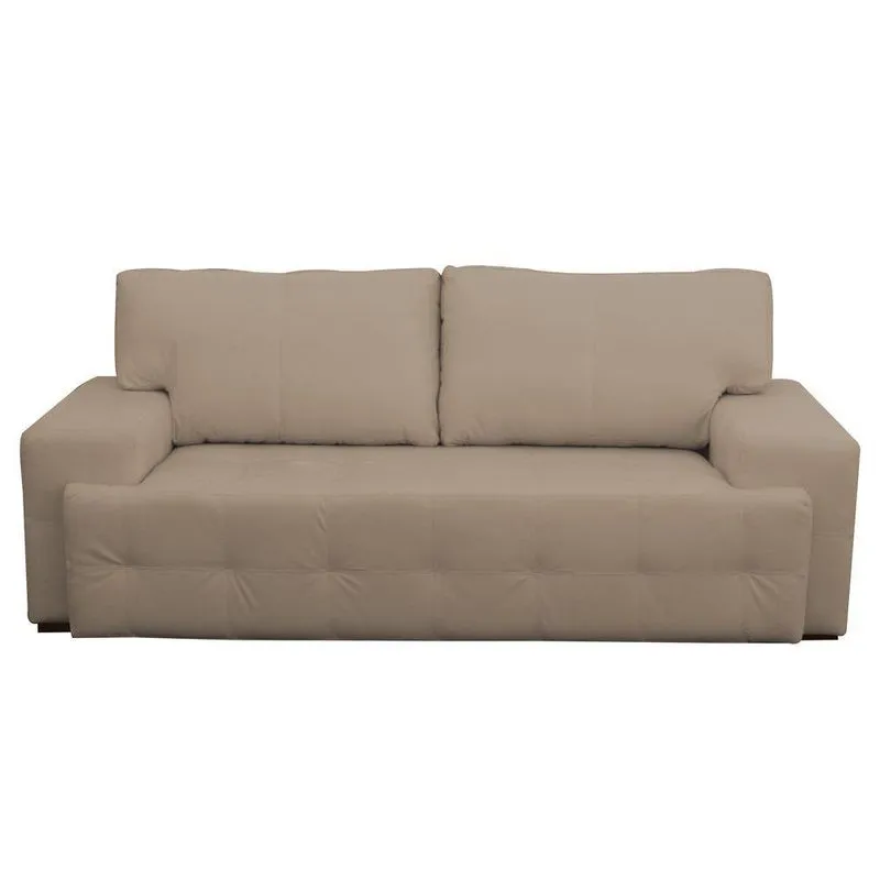 Sofá 3 Lugares Sala de Estar Roma 230cm Couro Bege