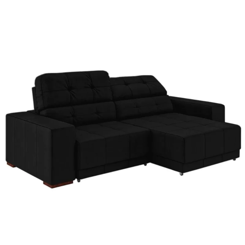 Sofá Lisboa G58 3 Lugares Retrátil e Reclinável 230cm Preto Couro Gran Belo - Gran Belo