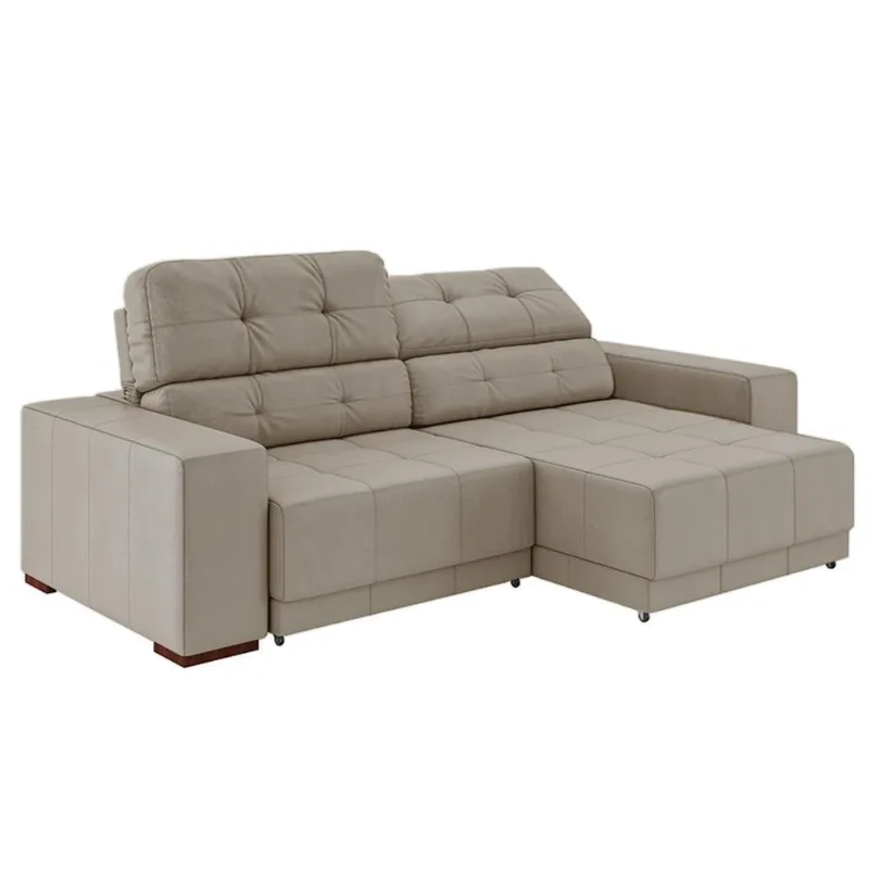 Sofá Lisboa G58 3 Lugares Retrátil e Reclinável 210cm Off White Couro Gran Belo - Gran Belo