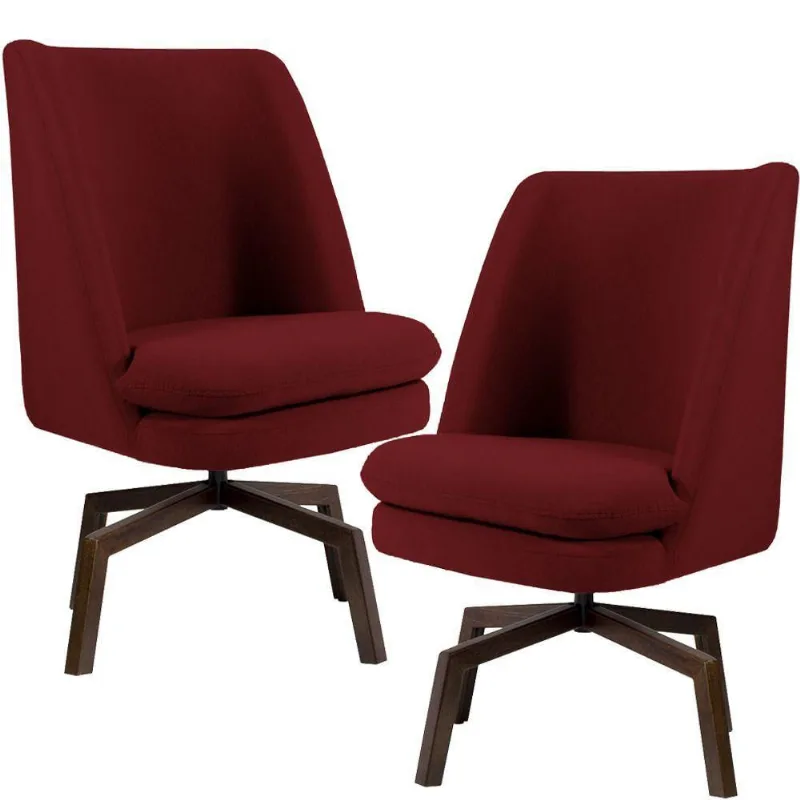 Kit 02 Poltronas Giratória Megara Veludo Marsala Gran Belo