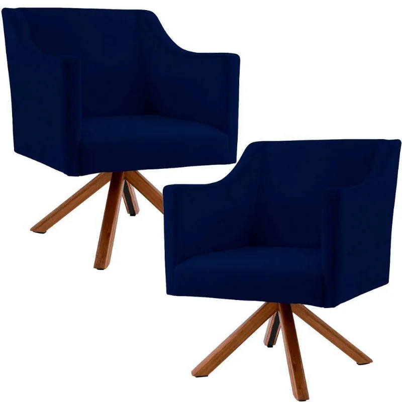 Kit 02 Poltronas Giratória Base Giromad Veludo Gran Belo