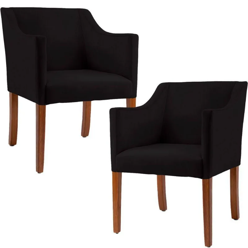 Kit 02 Poltronas Decorativas Beta Veludo Preto Gran Belo