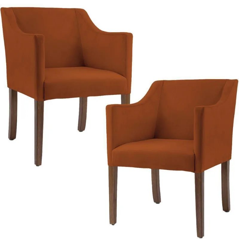Kit 02 Poltronas Decorativas Beta Veludo Telha Gran Belo