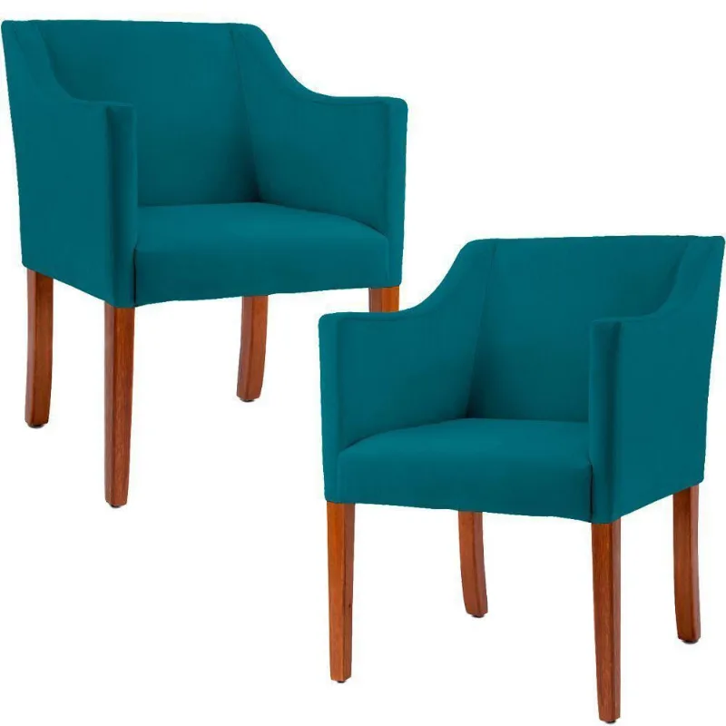 Kit 02 Poltronas Decorativas Beta Veludo Turquesa
