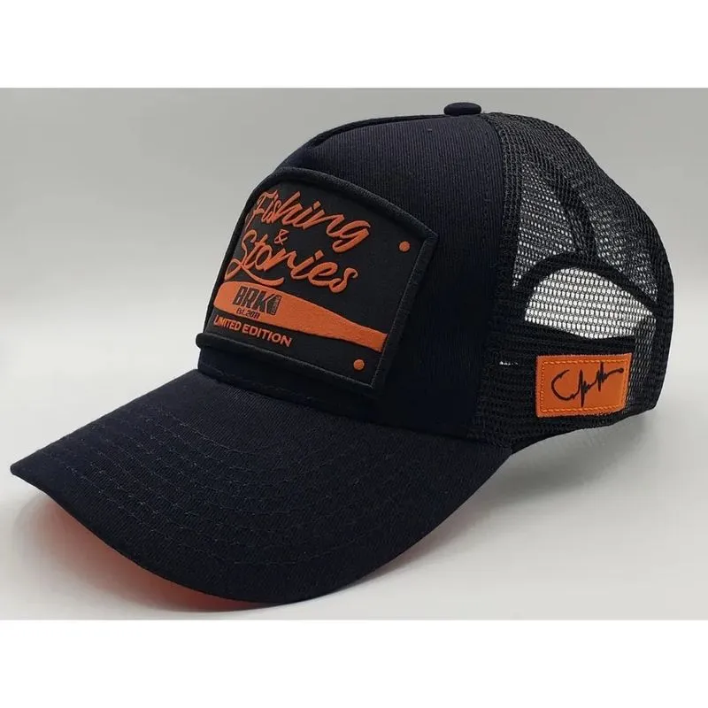 Boné de Pesca Fishing Stories Preto-Laranja