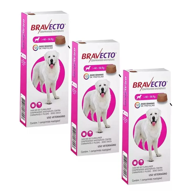 Kit 3x Antipulgas Bravecto De 40 A 56kg Kit 3x Antipulgas Bravecto De 40 A 56kg