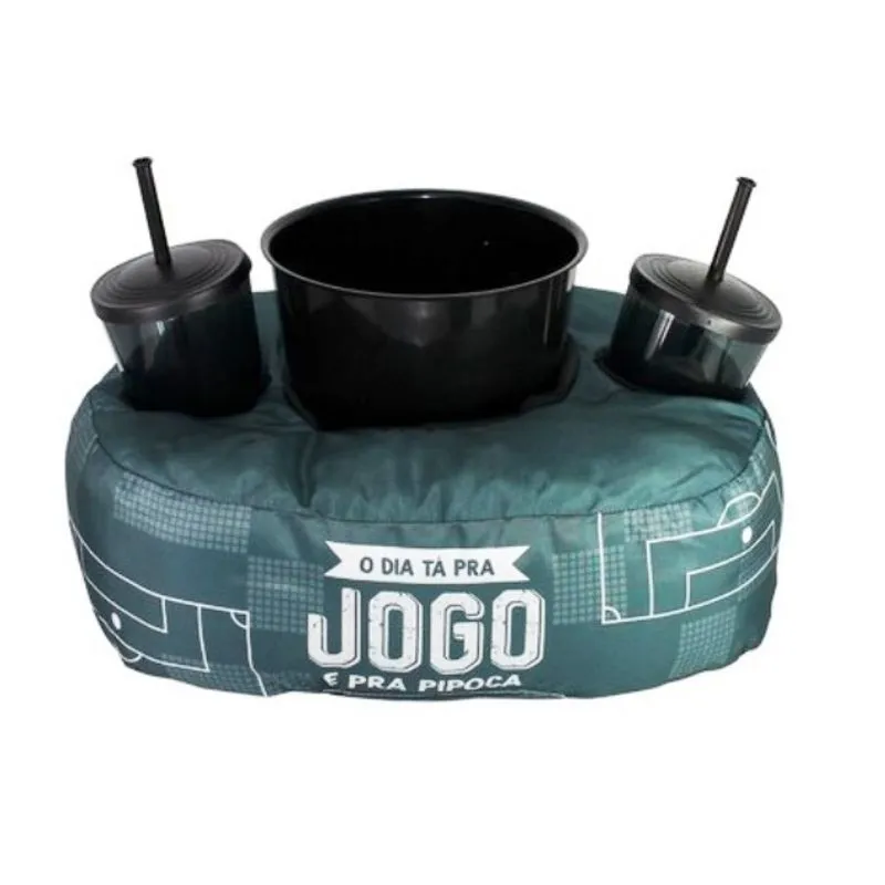 Kit Almofada Porta Pipoca Duplo - O Dia Tá Pra Jogo
