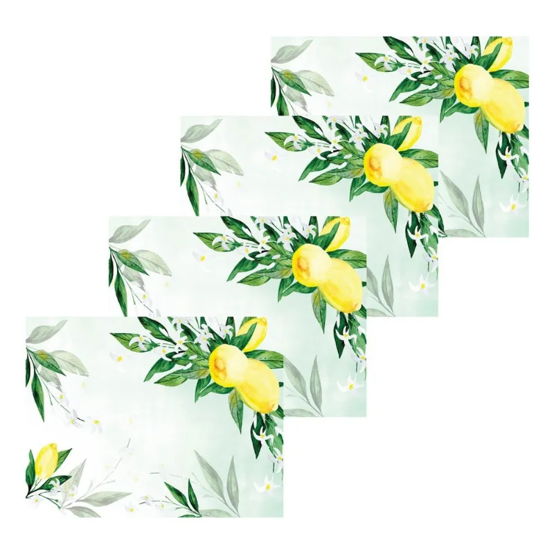 Jogo Americano 33x45cm Tecido Limão 4 Peças