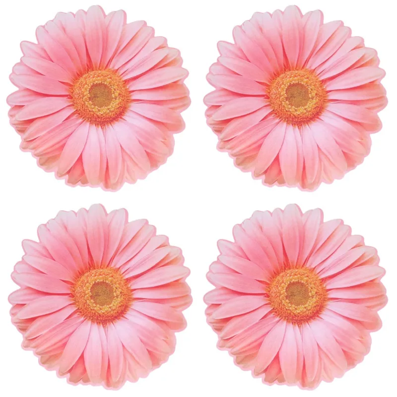 Jogo Americano 4 Peças Formato Flor Gerberas 45x45cm Tecido