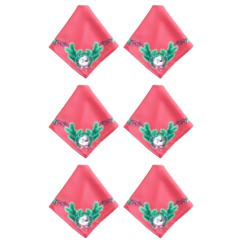 Jogo Com 6 Guardanapos Natalinos Tecido 45x45cm Saldão