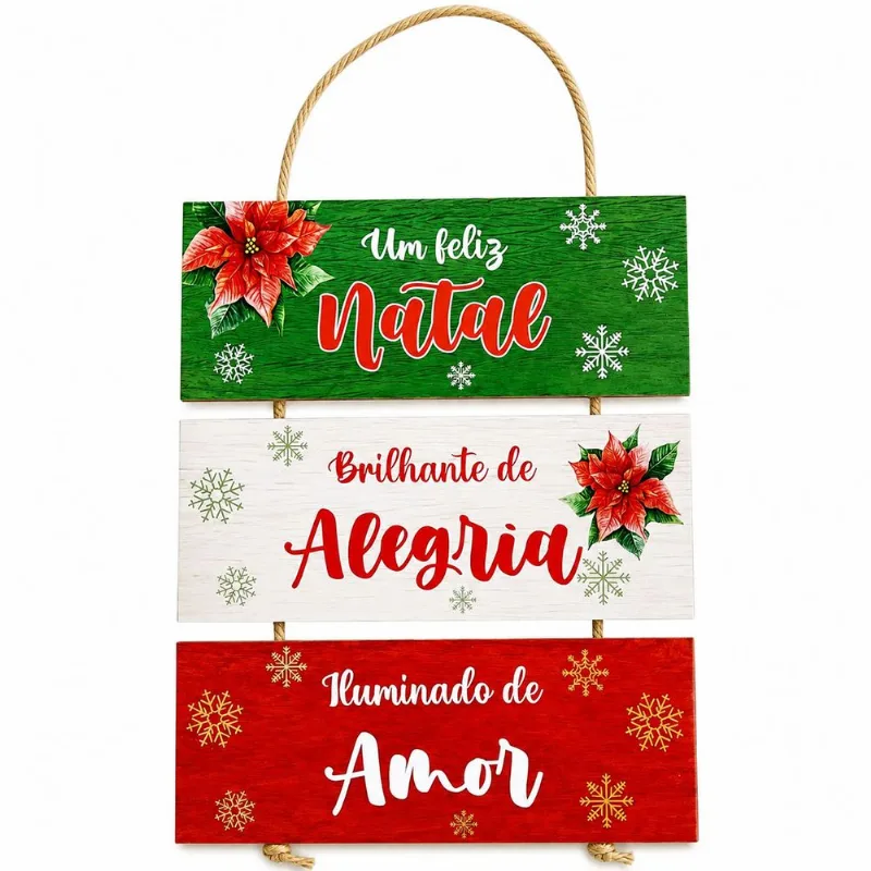 Placa Decorativa Natalina 31,5x25cm em MDF NSW - NSW