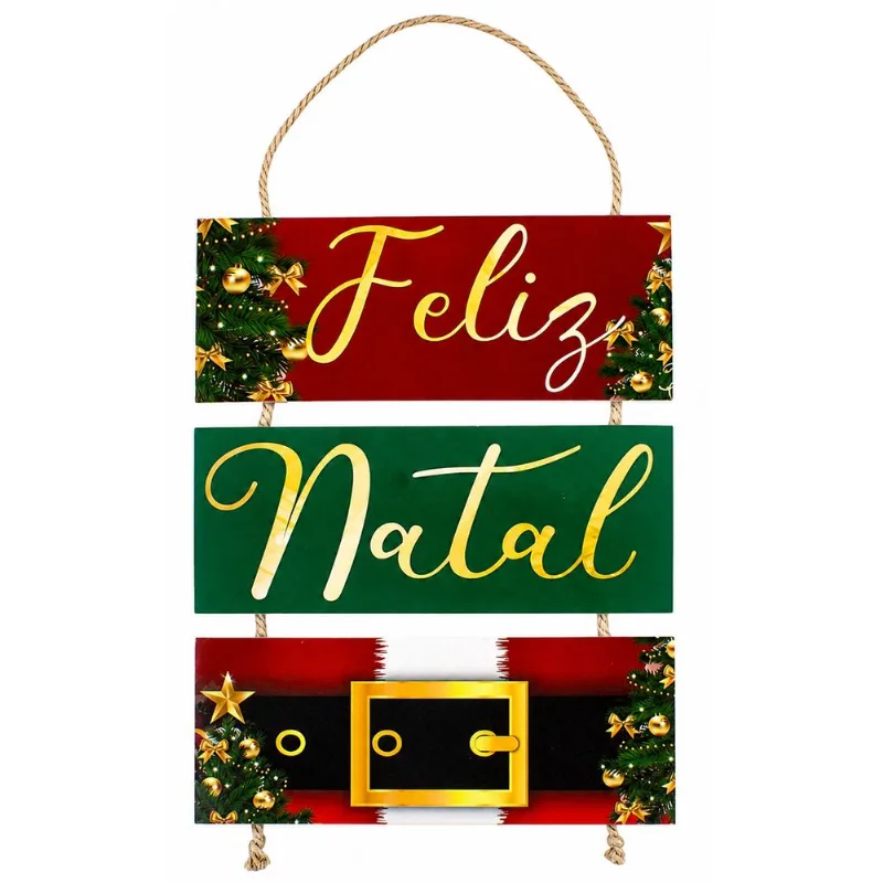 Placa Decorativa Natalina 43x25cm em MDF NSW - NSW