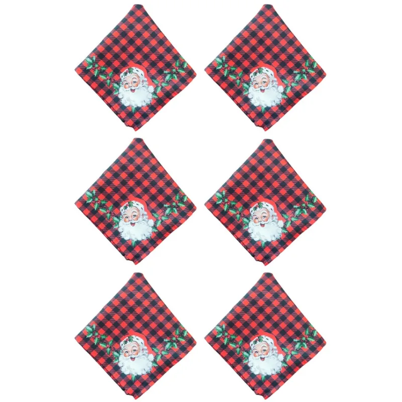 Jogo Com 6 Guardanapos Tecido Natal 45x45cm Saldão