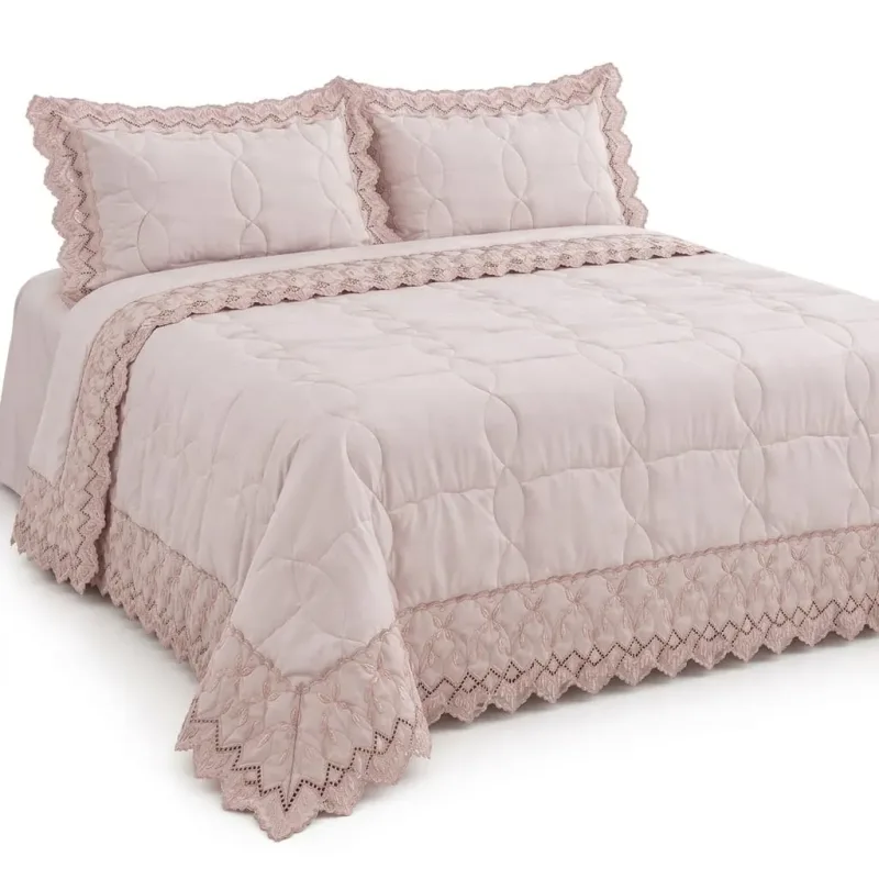COBRE LEITO LIV 200 FIOS 100% ALGODÃO ROSA KING