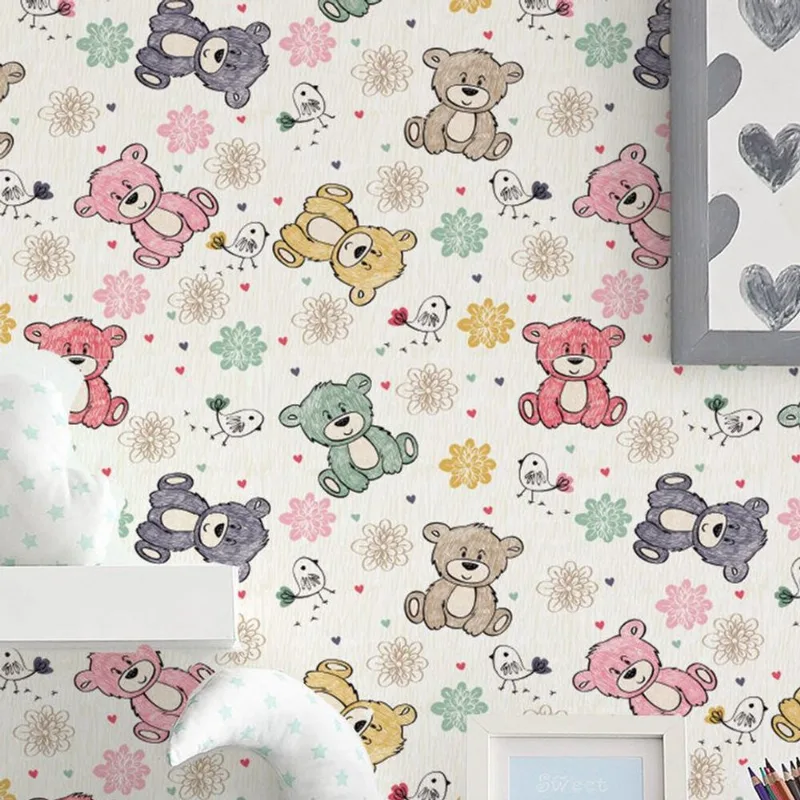 Papel de Parede Ursos Coloridos Infantil 2,70x0,57m