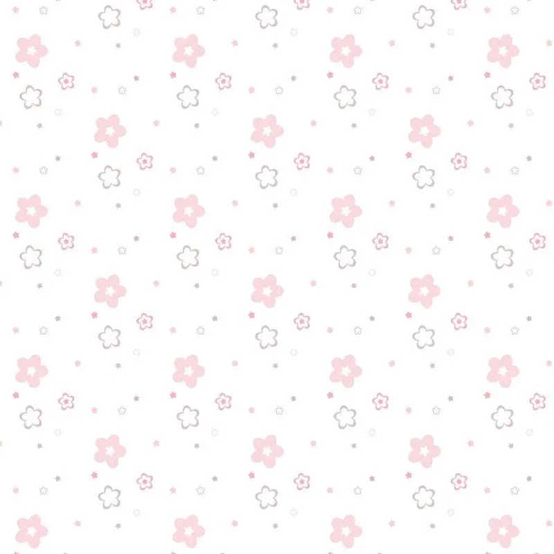 Papel de Parede Floral Rosa Infantil Adesivo 2,70x0,57m