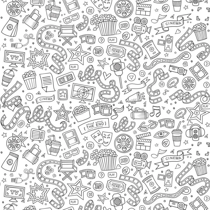 Papel de Parede Desenho para Colorir Cinema 2,70x0,57m
