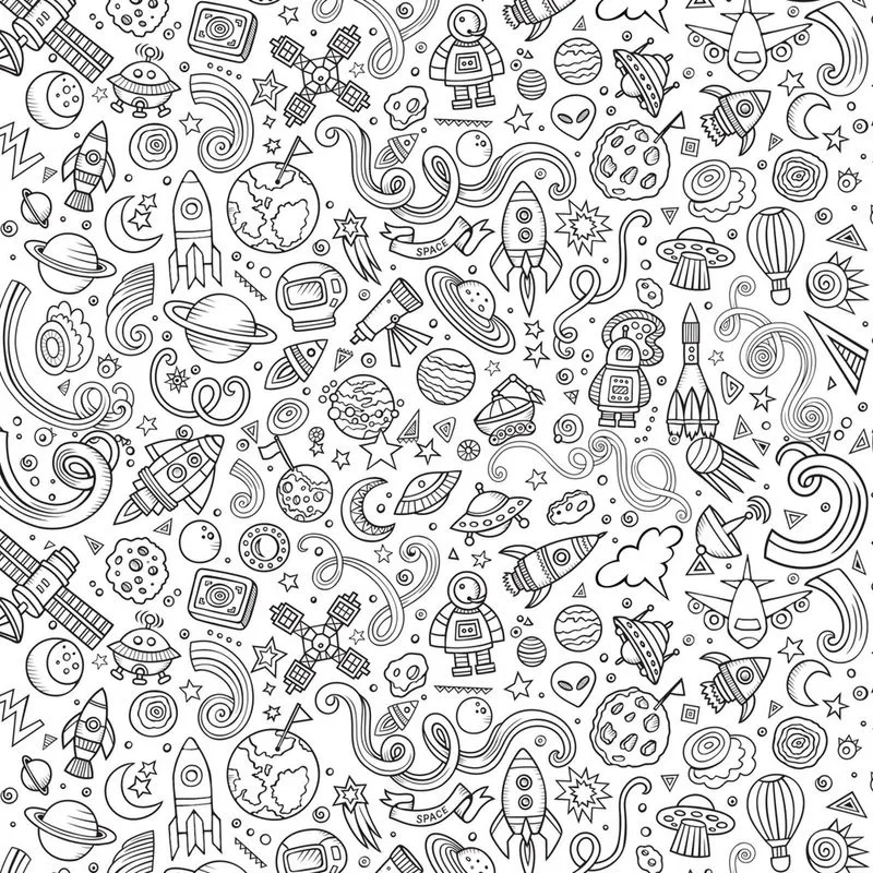 Papel de Parede Desenho para Colorir Space 2,70x0,57m