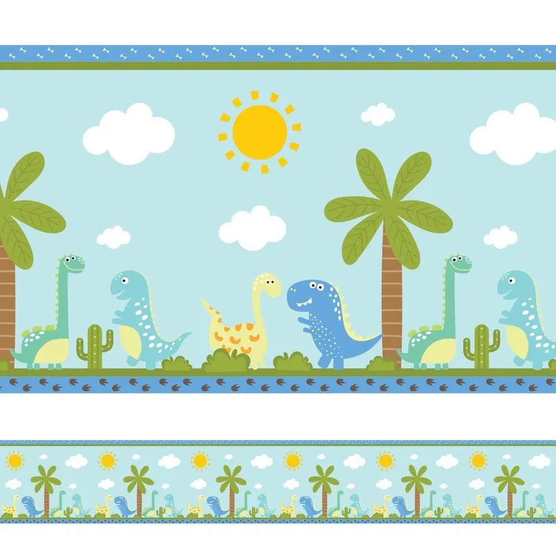 Faixa de Parede Dinossauro Baby Quarto de Menino 5mx10cm