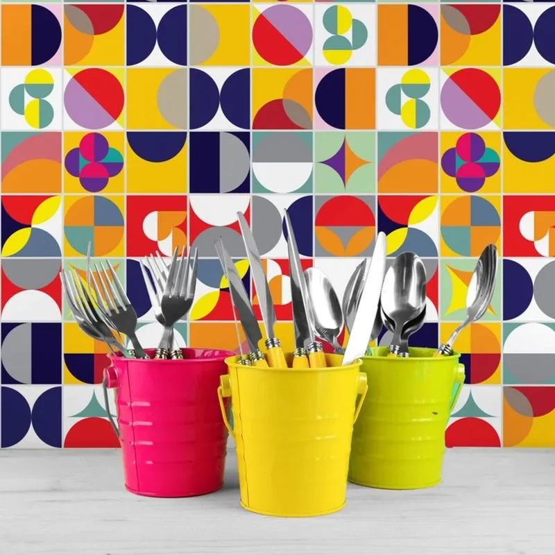 Adesivo de Azulejo 15x15 para Cozinha Colorido Retrô 36un