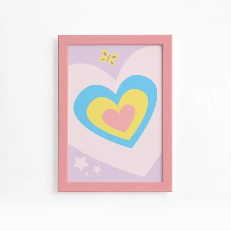Quadro Infantil Coração 22x32 Moldura Rosa