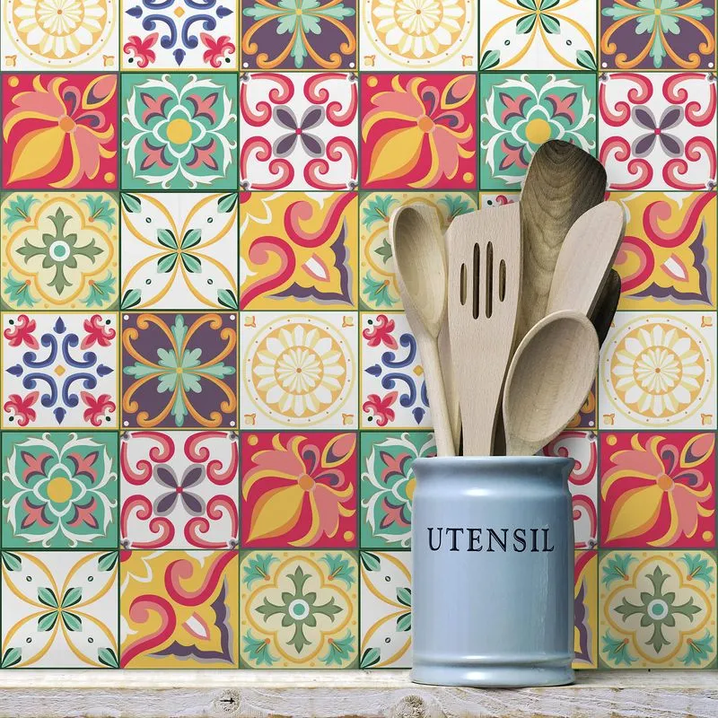 Adesivo De Azulejo Carmesim 10x10 Cm Com 50un