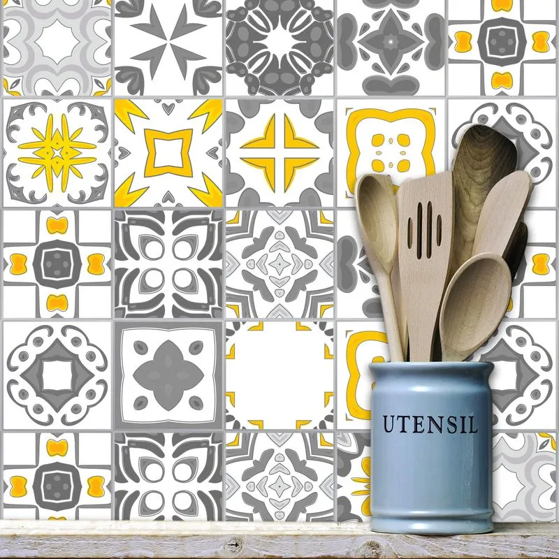 Adesivo De Azulejo Cinza Vigo 10x10 Cm Com 50un