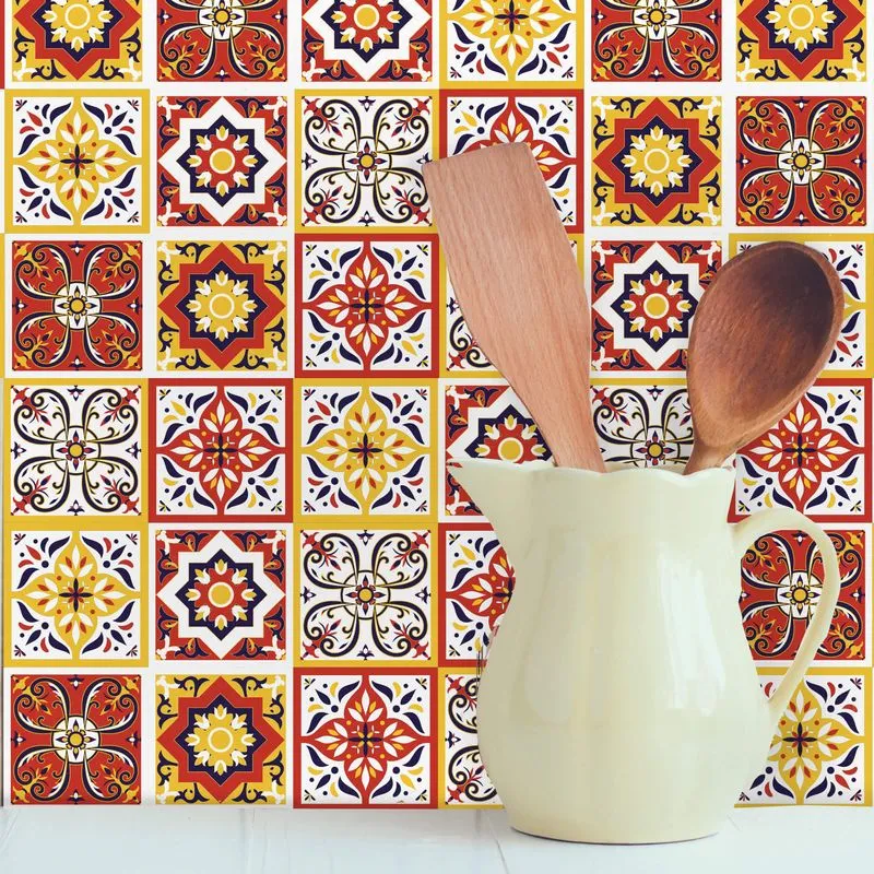 Adesivo De Azulejo Rubro 20x20 Cm Com 12un