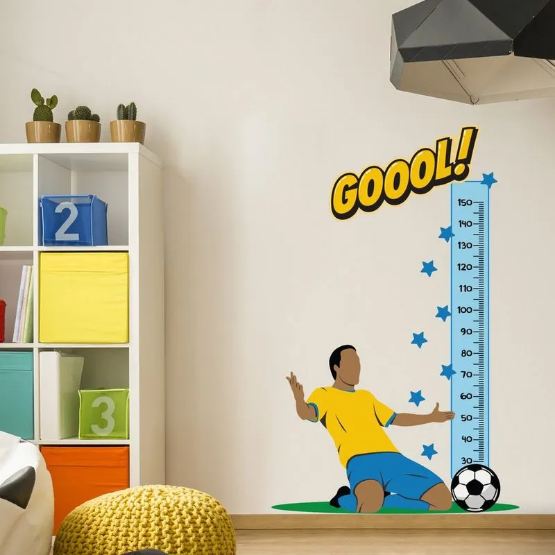 Adesivo de Parede Infantil Régua Futebol Gol