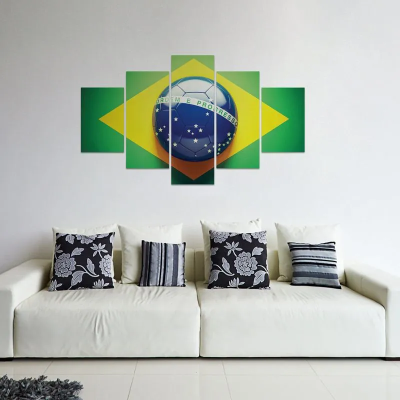 Placas Decorativas em MDF Bandeira do Brasil 5 unidades