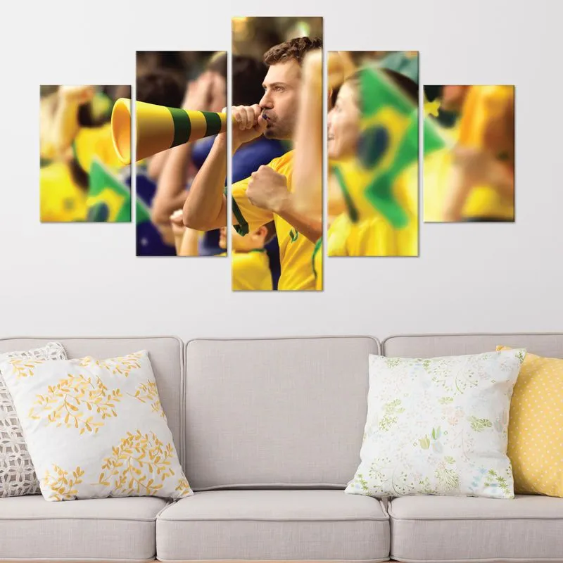 Placas Decorativas em MDF Futebol Torcida Verde Amarela 5 un