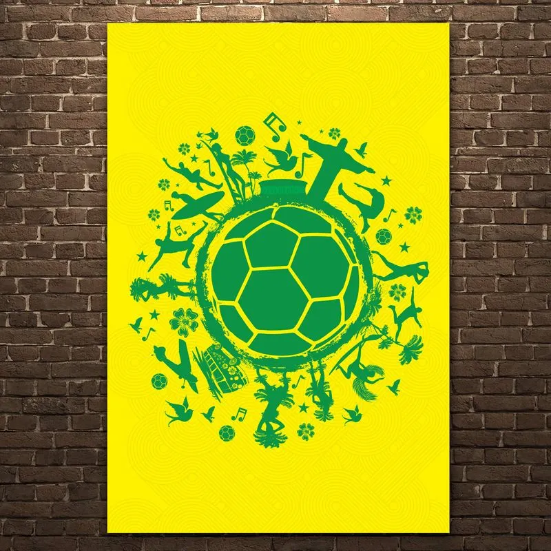 Placa Decorativa MDF País do Futebol Verde Amarela 20x30cm