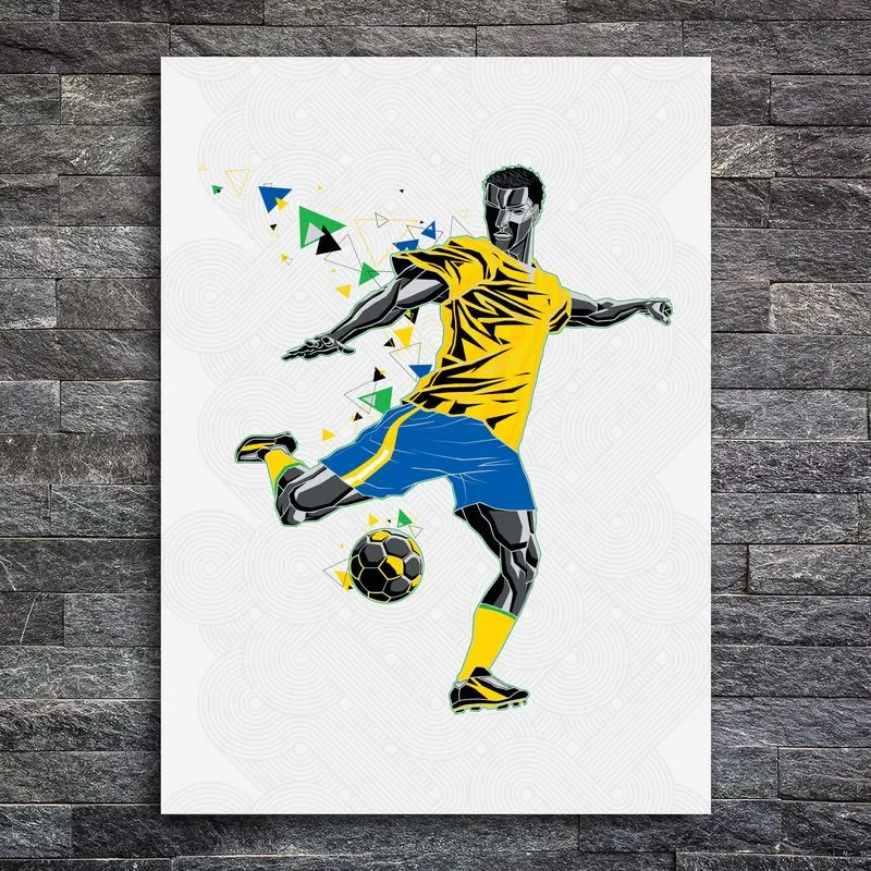 Placa Decorativa MDF Jogador de Futebol Chute a Gol 20x30cm
