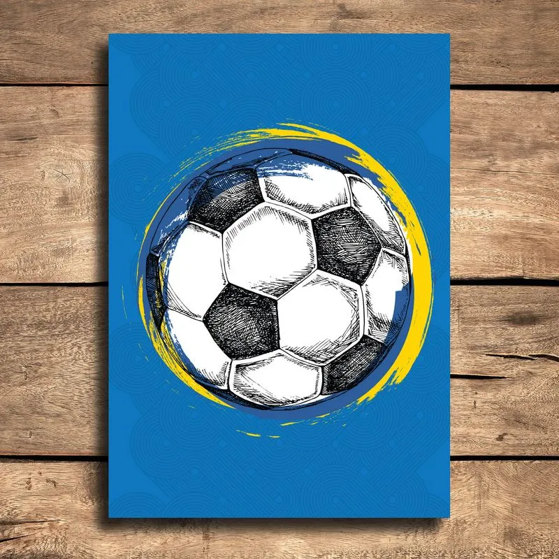 Placa Decorativa MDF Bola de Futebol Fundo Azul 20x30cm