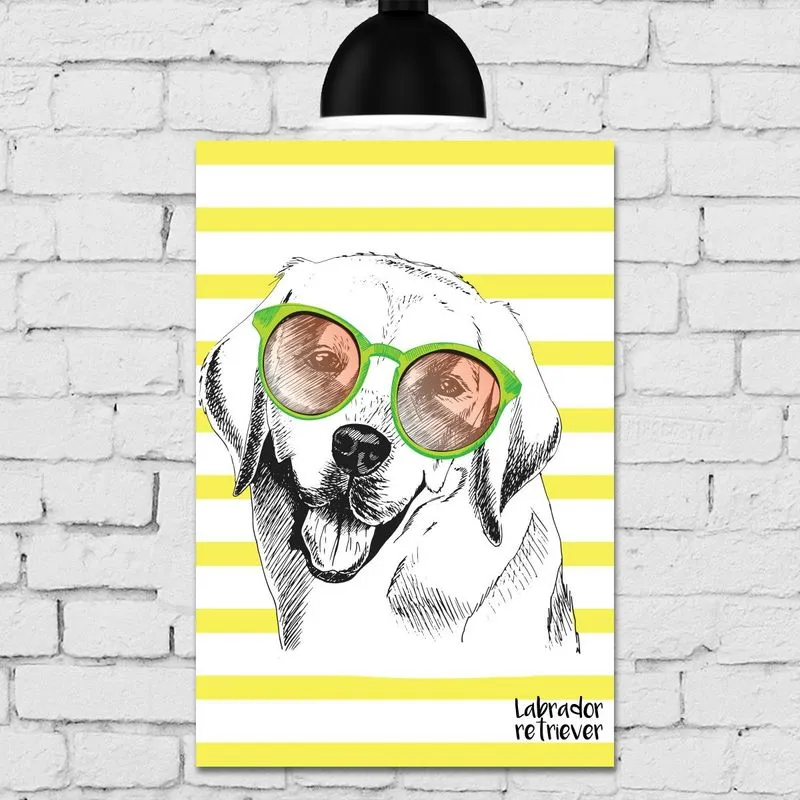 Placa MDF Cachorro Fundo Amarelo