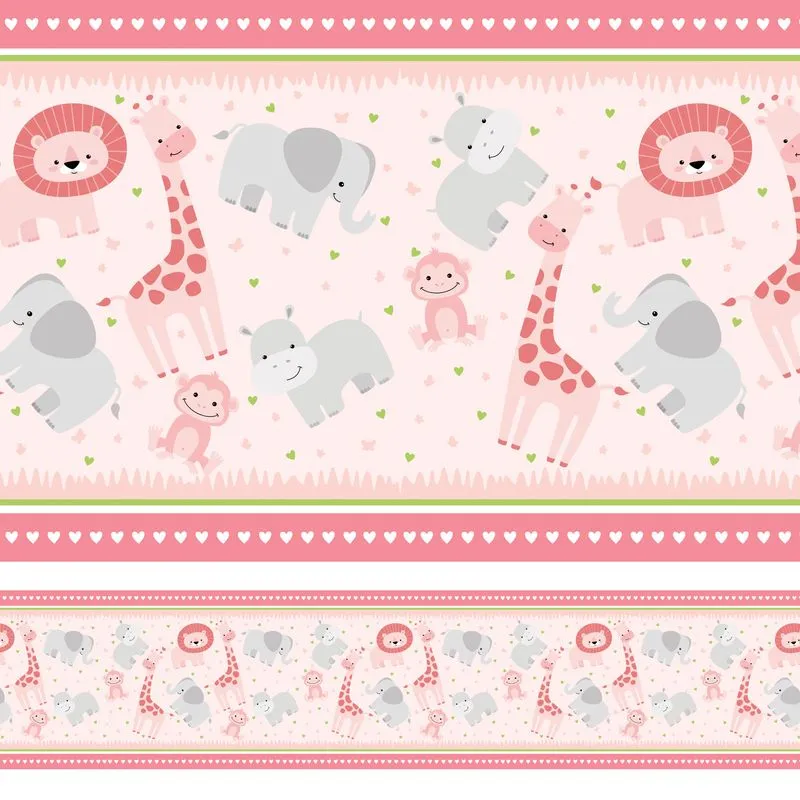 Faixa Decorativa De Parede Safari Menina 10mx10cm