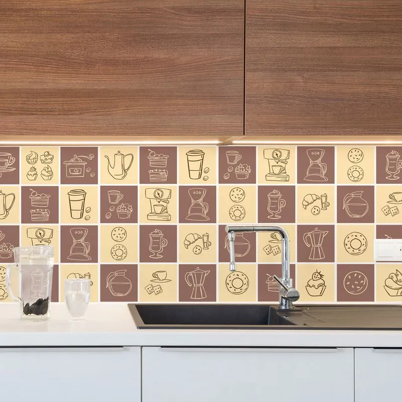 Adesivo De Azulejo Cozinha Hora Do Café 20x20cm Com 24un