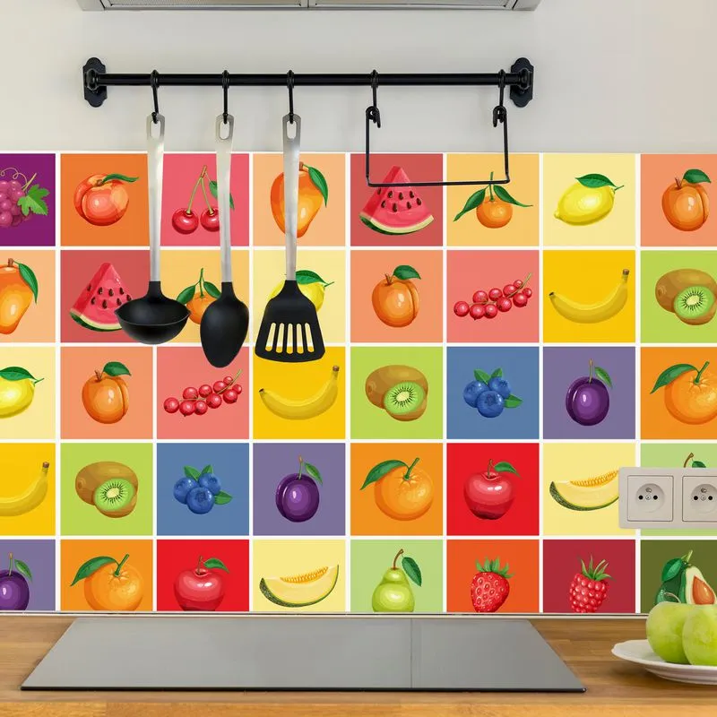 Adesivo De Azulejo Para Cozinha Frutas 20x20 Cm 24un