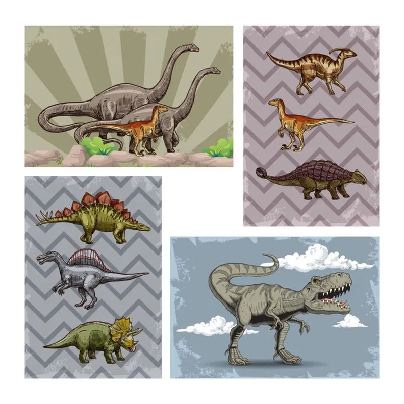 Placa Decorativa MDF Infantil Dinossauro Jurassic 30x40 4un