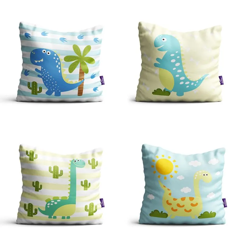 Almofada Dinossauro Baby Kit Com 4un 35x35cm