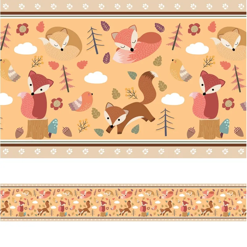 Faixa de Parede para Quarto de Bebê Raposinha 6mx15cm